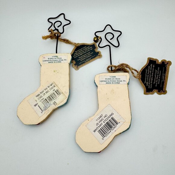 Jim Shore 2003 Heartwood Creek Enesco Stockings Christmas Ornament Set of 2 - Picture 8 of 11